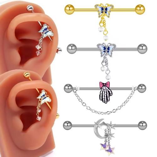 Zinklegierung Ohrpiercing, plattiert, unisex & verschiedene Stile für Wahl & Emaille, earring length 40-55mm, verkauft von PC