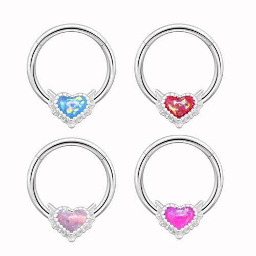 Acrylic Nose Piercing Jewelry, with 304 Stainless Steel, Heart, fashion jewelry & Unisex, more colors for choice, nose piercing jewelry length 8-12mm, Sold By PC