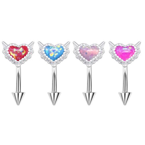 304 Stainless Steel Dermal Piercing Jewelry, with Acrylic, Heart, fashion jewelry & Unisex, more colors for choice, jewelry length 15-20mm, Sold By PC