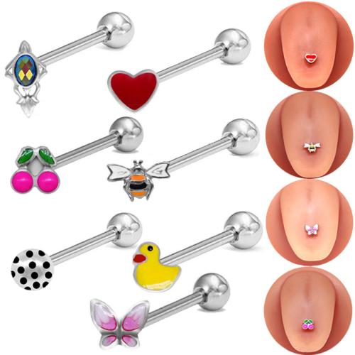 304 Stainless Steel tongue ring, Unisex & different styles for choice & enamel, Sold By PC