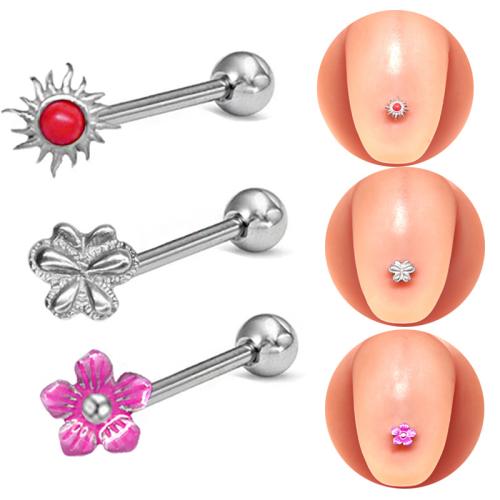 316L Stainless Steel tongue ring, Unisex & different styles for choice & enamel, 25mm, Sold By PC