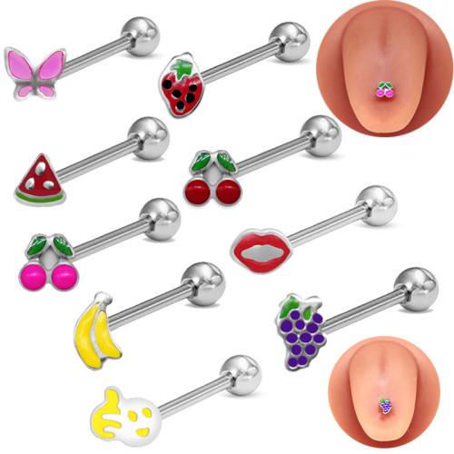 304 Stainless Steel tongue ring, Unisex & different styles for choice & enamel, Sold By PC