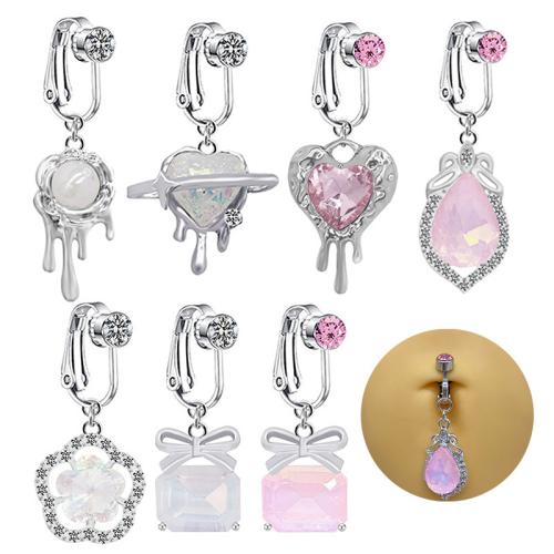 Tibetan Style Belly Ring, with Glass, plated, Unisex & different styles for choice & with rhinestone, Sold By PC