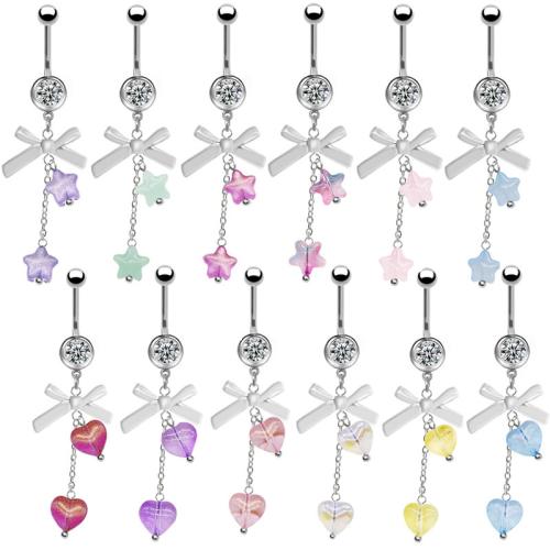 Acrylic Belly Ring, with 304 Stainless Steel, Unisex & different styles for choice & with rhinestone, Sold By PC