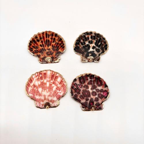 Shell Pendants, with Brass, gold color plated, printing & DIY, more colors for choice, width about:35-45mm, Sold By PC