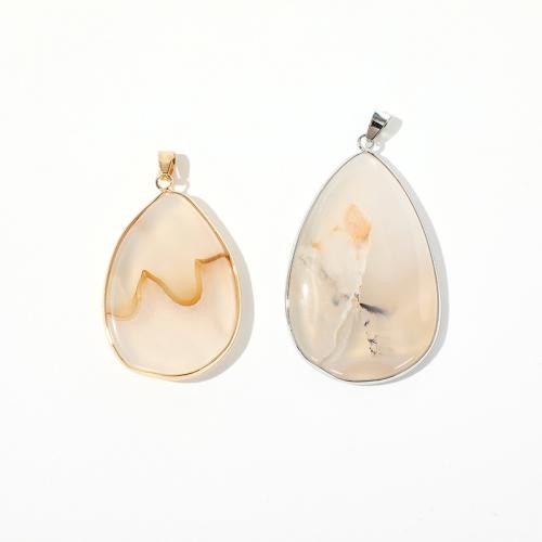 Agate Jewelry Pendants, with Brass, Teardrop, plated, DIY, more colors for choice, about:32x45mm, Sold By PC