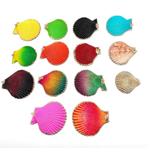 Shell Pendants, with Brass, gold color plated, dyed & DIY & different size for choice, more colors for choice, Sold By PC