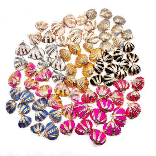 Shell Pendants, with Brass, gold color plated, dyed & DIY, more colors for choice, about:18-26mm, Sold By PC