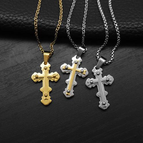 Titanium Steel Necklace, Cross, plated, DIY & Unisex & different styles for choice, more colors for choice, Sold By PC