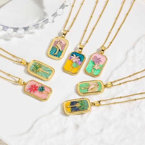 Brass Necklace, Rectangle, gold color plated, DIY & different designs for choice & enamel, more colors for choice, nickel, lead & cadmium free, Sold By PC