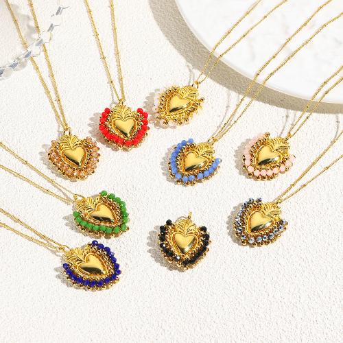 Brass Necklace, with Plastic, Heart, gold color plated, for woman, more colors for choice, nickel, lead & cadmium free, Sold By PC