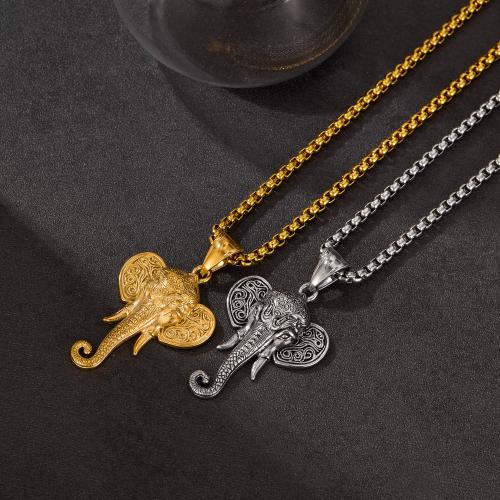 Stainless Steel Jewelry Necklace, 304 Stainless Steel, Elephant, polished, fashion jewelry & different styles for choice & for man, more colors for choice, Length:550 mm, Sold By PC