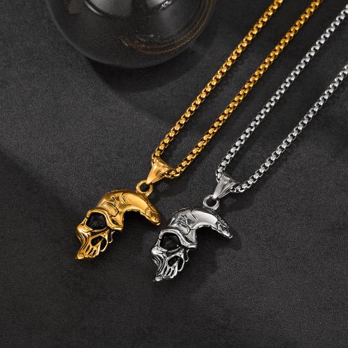 Stainless Steel Jewelry Necklace, 304 Stainless Steel, Skull, polished, fashion jewelry & different styles for choice & for man, more colors for choice, Length:550 mm, Sold By PC