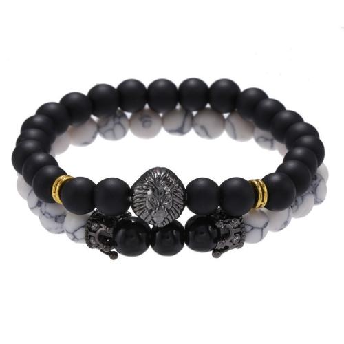 Bracelets de pierres précieuses, alliage de zinc, avec fil élastique & Hématite, fait à la main, bijoux de mode & styles différents pour le choix & pour homme, Vendu par PC