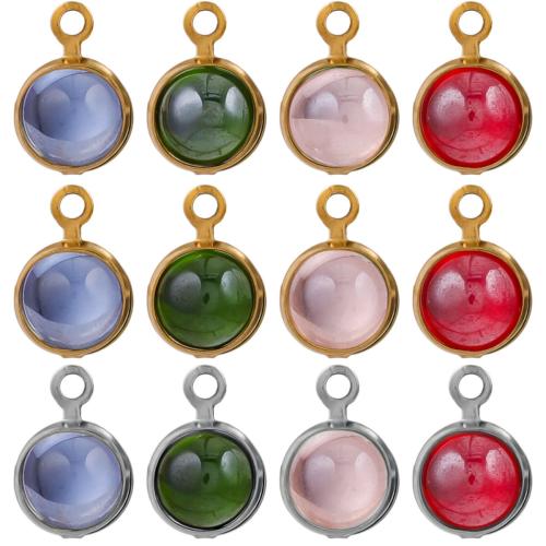 Stainless Steel Pendants, 304 Stainless Steel, with Plastic, Round, plated, DIY, more colors for choice, 20PCs/Bag, Sold By Bag