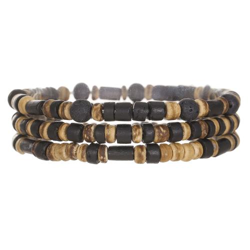 Bracelets en bois, avec noix de coco, fait à la main, bijoux de mode & styles différents pour le choix & pour homme, Vendu par fixé