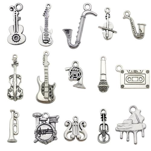 Musical Instrument Shaped Tibetan Style Pendants, plated, DIY, more colors for choice, 100PCs/Bag, Sold By Bag