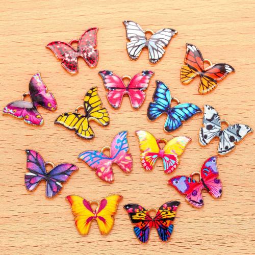 Tibetan Style Enamel Pendants, Butterfly, plated, DIY, more colors for choice, 21x15mm, 100PCs/Bag, Sold By Bag