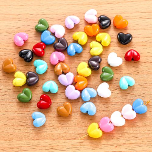 Resin Jewelry Beads, Heart, plated, random style & DIY, more colors for choice, 100PCs/Bag, Sold By Bag