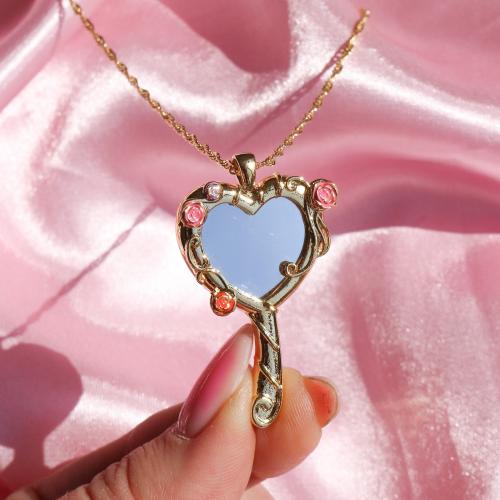 Brass Necklace, plated, mirror effect & for woman & enamel, more colors for choice, Length:41-50 cm, Sold By PC