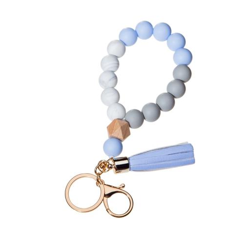 silicone bracelet, avec Bois de hêtre & cuir PU & alliage de zinc, glandpompon, fait à la main, unisexe, plus de couleurs à choisir, Longueur:Environ 6-8 pouce, Vendu par PC