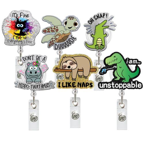 Acrylic Badge Holder, Unisex & retractable & different designs for choice, Sold By PC