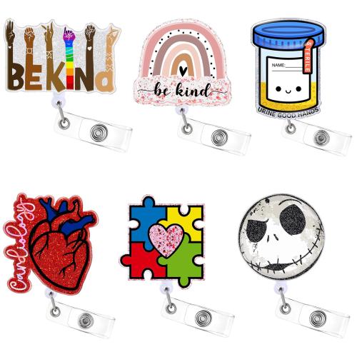 Acrylic Badge Holder, rotatable & Unisex & retractable & different designs for choice, Sold By PC