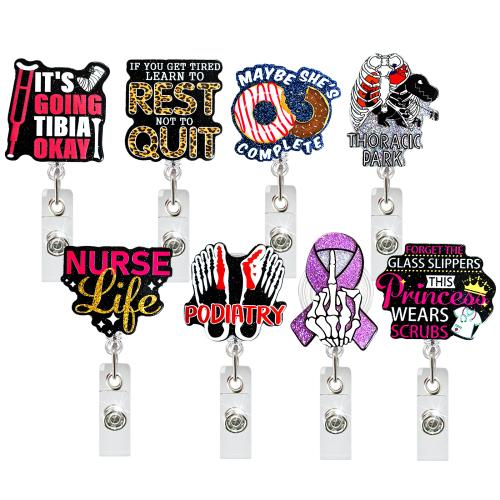 Acrylic Badge Holder, rotatable & Unisex & retractable & different designs for choice, Sold By PC