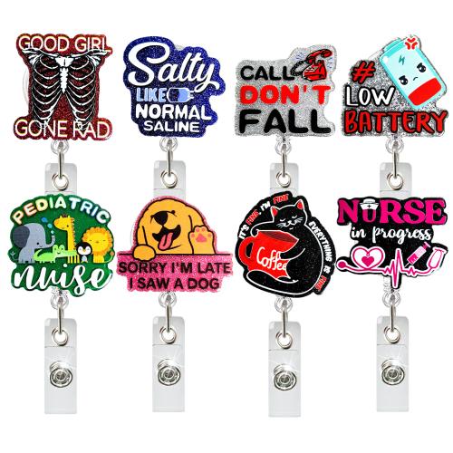 Acrylic Badge Holder, rotatable & Unisex & retractable & different designs for choice, Sold By PC