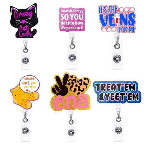 Acrylic Badge Holder, Unisex & retractable & different designs for choice, Sold By PC