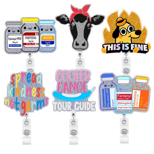 Acrylic Badge Holder, Unisex & retractable & different designs for choice, Sold By PC