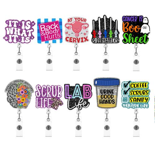 Acrylic Badge Holder, Unisex & retractable & different designs for choice, Sold By PC