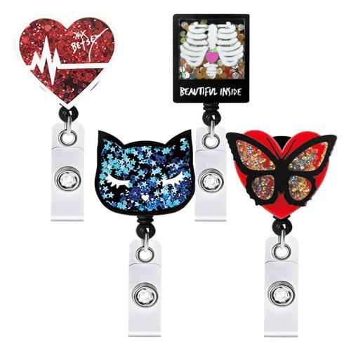 Acrylic Badge Holder, Unisex & retractable & different designs for choice, Sold By PC