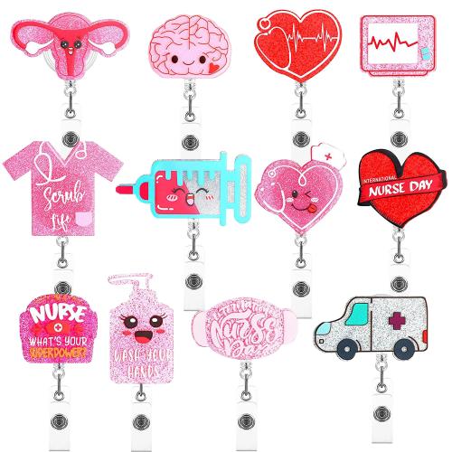 Acrylic Badge Holder, Unisex & retractable & different designs for choice, Sold By PC