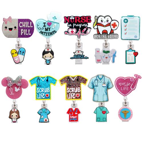 Acrylic Badge Holder, Unisex & retractable & different designs for choice, Sold By PC