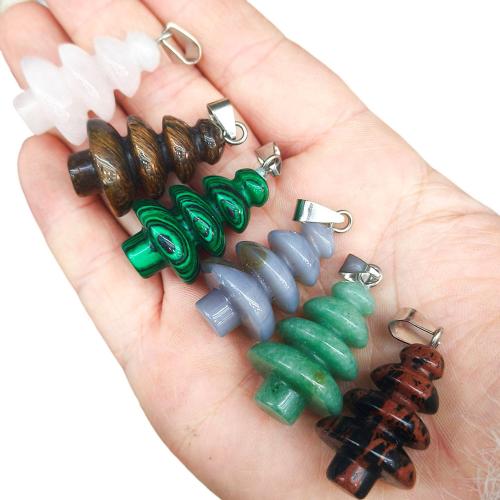 Gemstone Pendants Jewelry, with Tibetan Style, Christmas Tree, DIY & different materials for choice, more colors for choice, about 25-30mm, Sold By PC