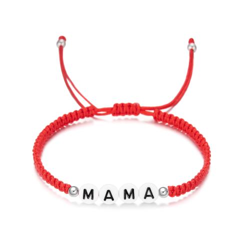 Cordón de nudo Pulsera, con aleación de zinc & Acrílico, hecho a mano, Ajustable & Joyería Día de la Madre & para mujer, más colores para la opción, longitud:aproximado 16-30 cm, Vendido por UD