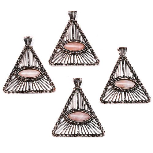 Gemstone Pendants Jewelry, Tibetan Style, with Gemstone, Triangle, antique copper color plated, DIY, more colors for choice, nickel, lead & cadmium free, 60x52x5mm, Sold By PC