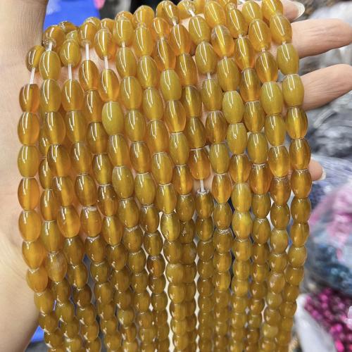 Natural Yellow Agate Beads, Round, DIY, yellow, 8x12mm, Sold Per Approx 38 cm Strand