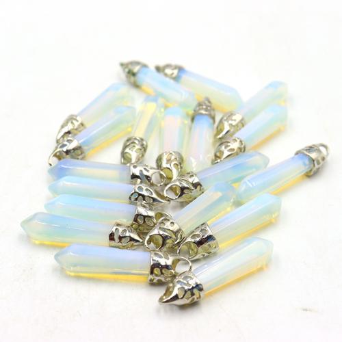 Agate Jewelry Pendants, DIY, white, 40x9mm, Sold By PC