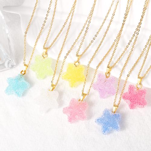 Brass Necklace, with Acrylic, with 5cm extender chain, Star, gold color plated, fashion jewelry, more colors for choice, nickel, lead & cadmium free, Length:45 cm, Sold By PC