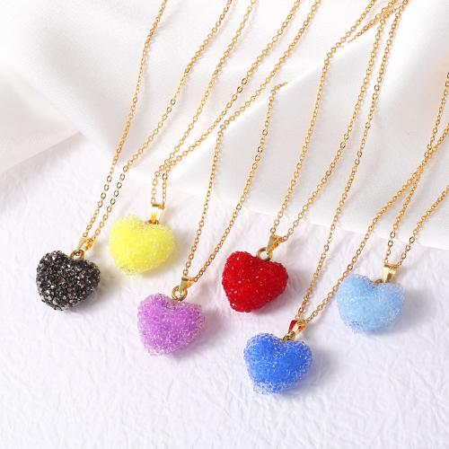 Collier en laiton, avec 5cm chaînes de rallonge, coeur, Placage de couleur d'or, bijoux de mode, plus de couleurs à choisir, protéger l'environnement, sans nickel, plomb et cadmium, Longueur:45 cm, Vendu par PC