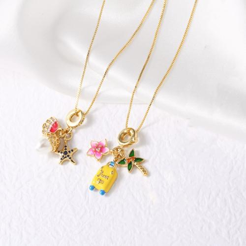 Circón cúbico Micro pavimentar collar de cobre amarillo, metal, con Perlas plásticas, con 5cm extender cadena, Mariposa, chapado en color dorado, Joyería & diferentes patrones para la opción & micro arcilla de zirconia cúbica, más colores para la opción, libre de níquel, plomo & cadmio, longitud:45 cm, Vendido por UD