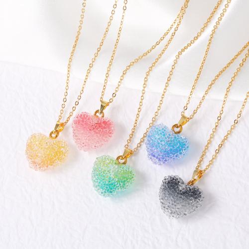 Brass Necklace, with Acrylic, with 5cm extender chain, Heart, gold color plated, fashion jewelry, more colors for choice, nickel, lead & cadmium free, Length:45 cm, Sold By PC