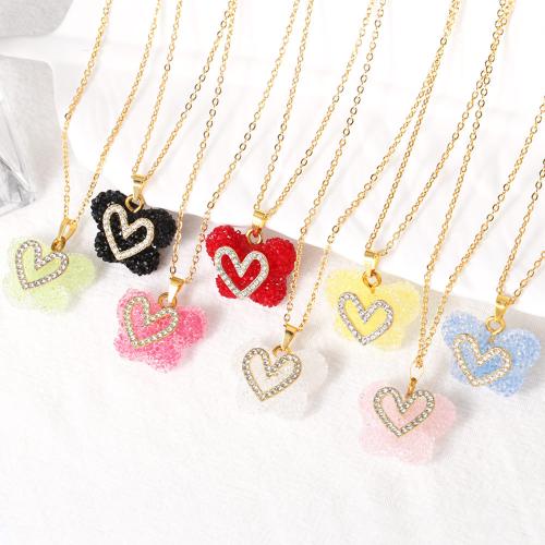 Cubic Zircon Micro Pave Brass Necklace, with Acrylic, with 5cm extender chain, Butterfly, gold color plated, fashion jewelry & micro pave cubic zirconia, more colors for choice, nickel, lead & cadmium free, Length:45 cm, Sold By PC