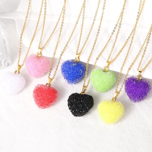 Brass Necklace, with Acrylic, with 5cm extender chain, Heart, gold color plated, fashion jewelry, more colors for choice, nickel, lead & cadmium free, Length:45 cm, Sold By PC