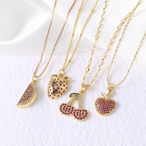 Collier en laiton cubique Zircon Micro Pave, avec 5cm chaînes de rallonge, ours, Placage de couleur d'or, bijoux de mode & modèles différents pour le choix & pavé de micro zircon, plus de couleurs à choisir, protéger l'environnement, sans nickel, plomb et cadmium, Longueur:45 cm, Vendu par PC