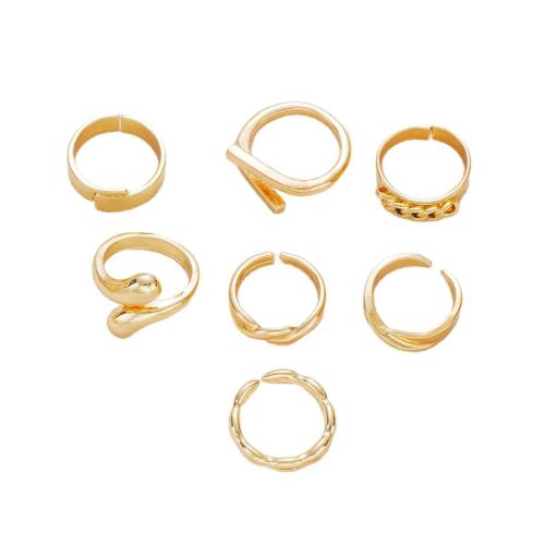 Tibetan Style Ring Set, plated, 7 pieces & fashion jewelry & for woman, golden, Sold By Set