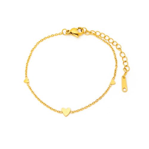 Stainless Steel Jewelry Bracelet, 304 Stainless Steel, with 5cm extender chain, plated, fashion jewelry & for woman, golden, Length:16.5 cm, Sold By PC