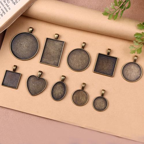 Tibetan Style Pendant Cabochon Setting, plated, DIY, more colors for choice, 100PCs/Bag, Sold By Bag